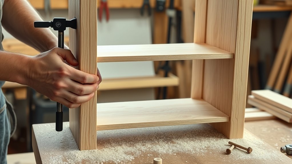assemble shelves evenly spaced