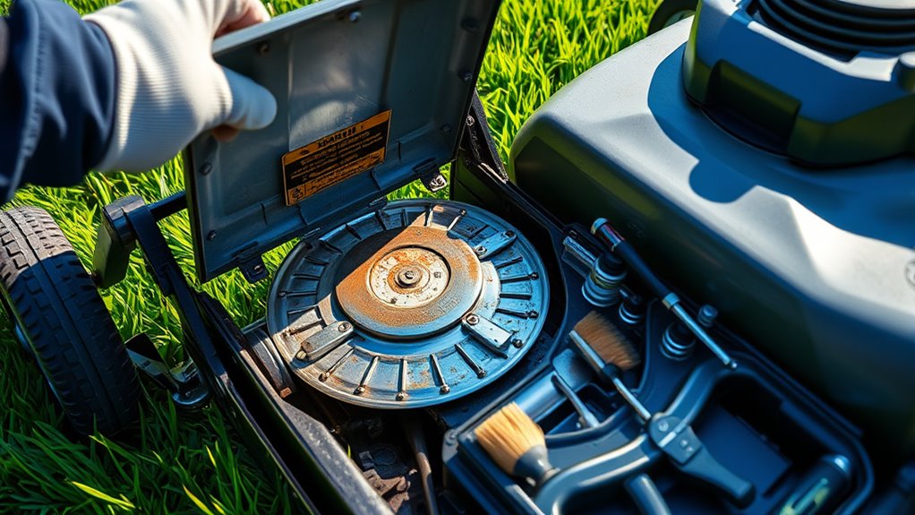 clean mower deck regularly