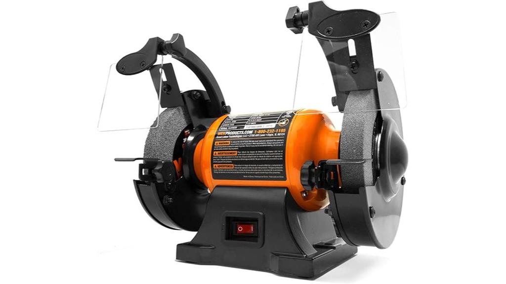 small orange bench grinder