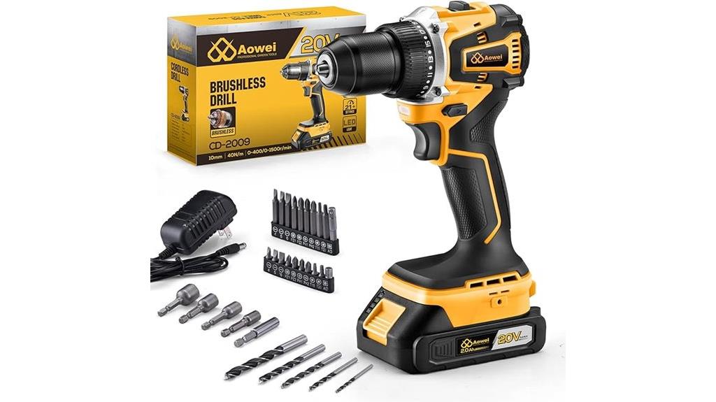 20 volt brushless drill set
