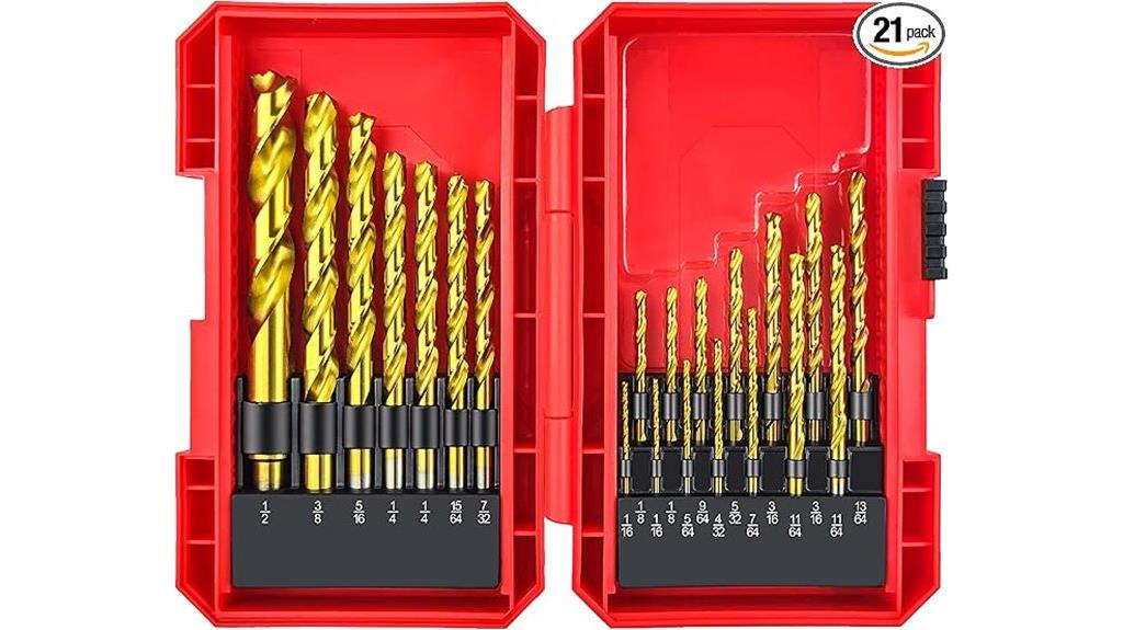 21 piece titanium drill set