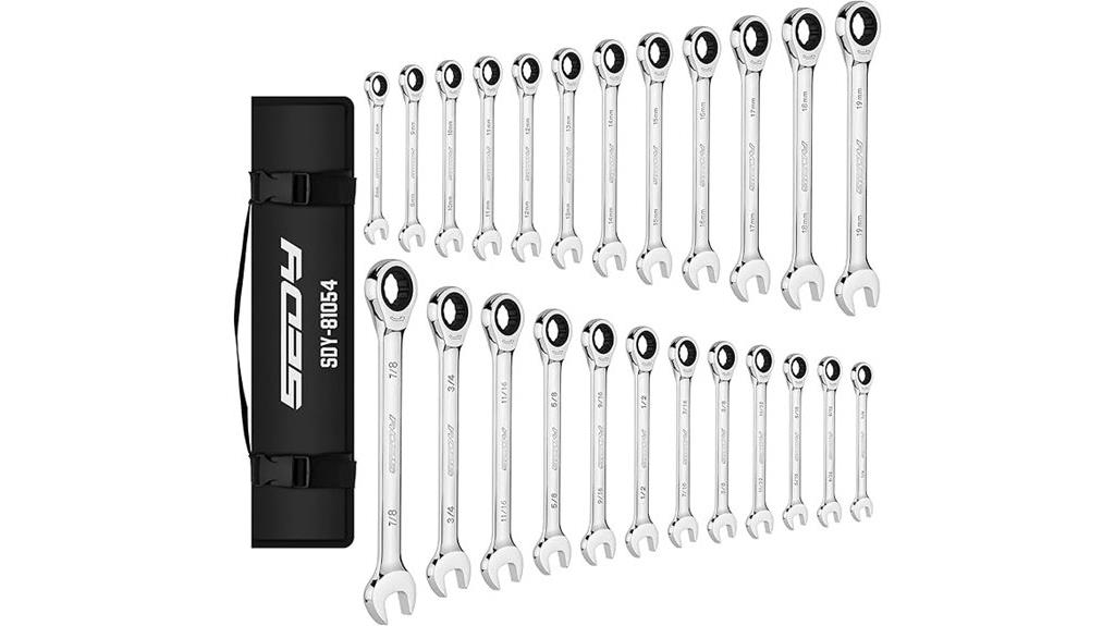 24 piece metric sae ratchet