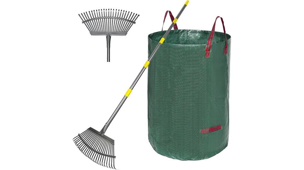 adjustable garden rake with leaf bags