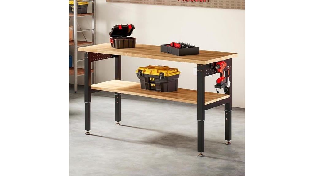 adjustable workbench with outlets