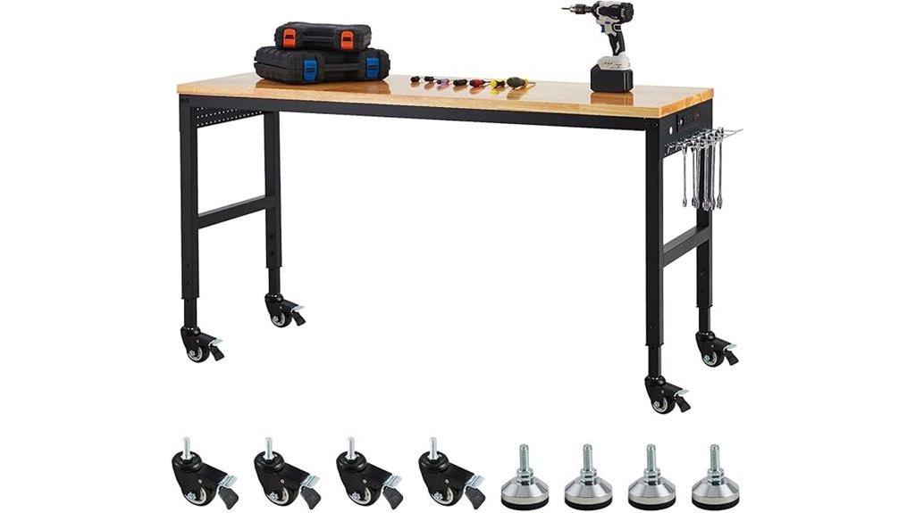 adjustable worktable with wheels