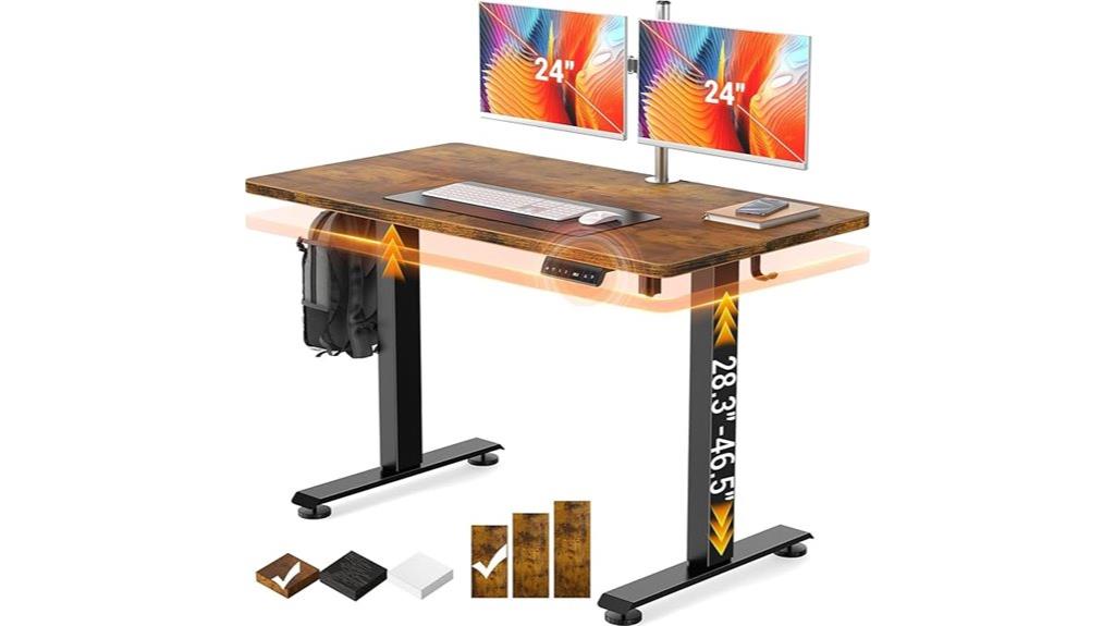 brown electric standing desk