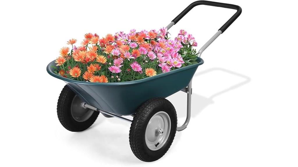 dual wheel garden wheelbarrow