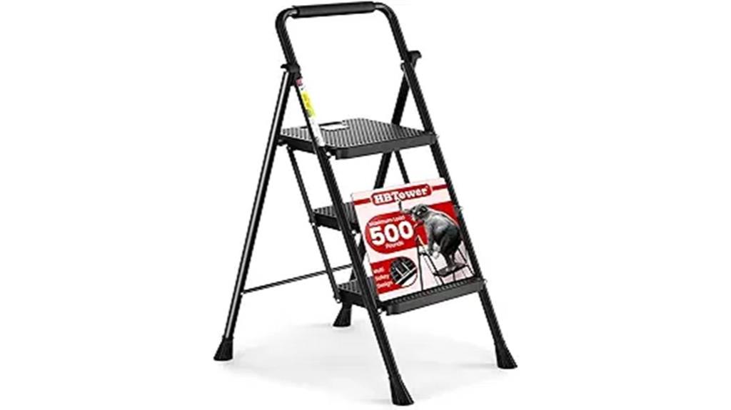 foldable ladder with handrail