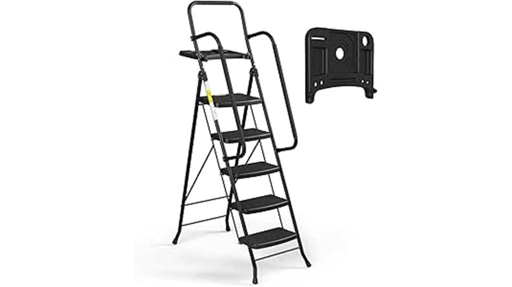 foldable ladder with safety pedal