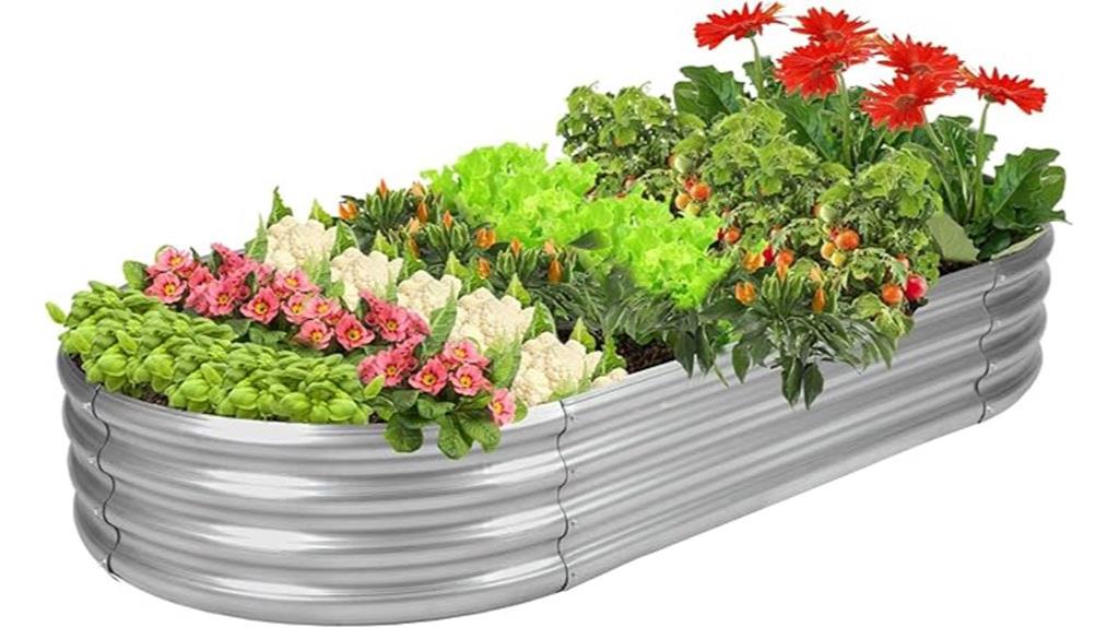 galvanized oval garden bed