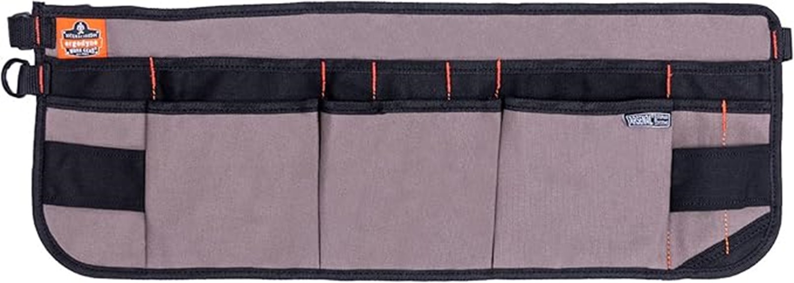 gray tool apron with 14 pockets