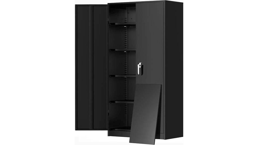 green metal garage cabinet