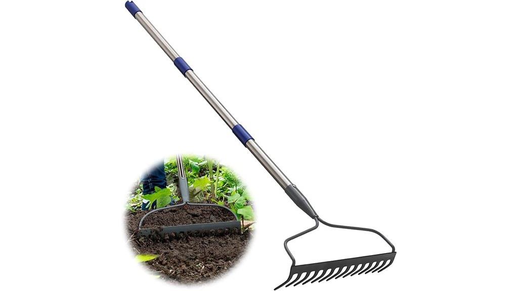 large garden rake with tines