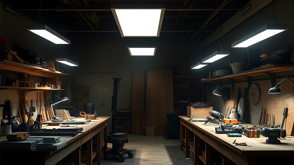 layered efficient workshop lighting