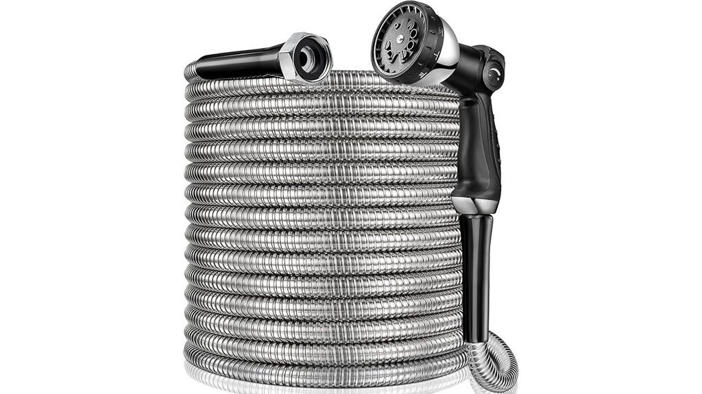 long stainless steel garden hose
