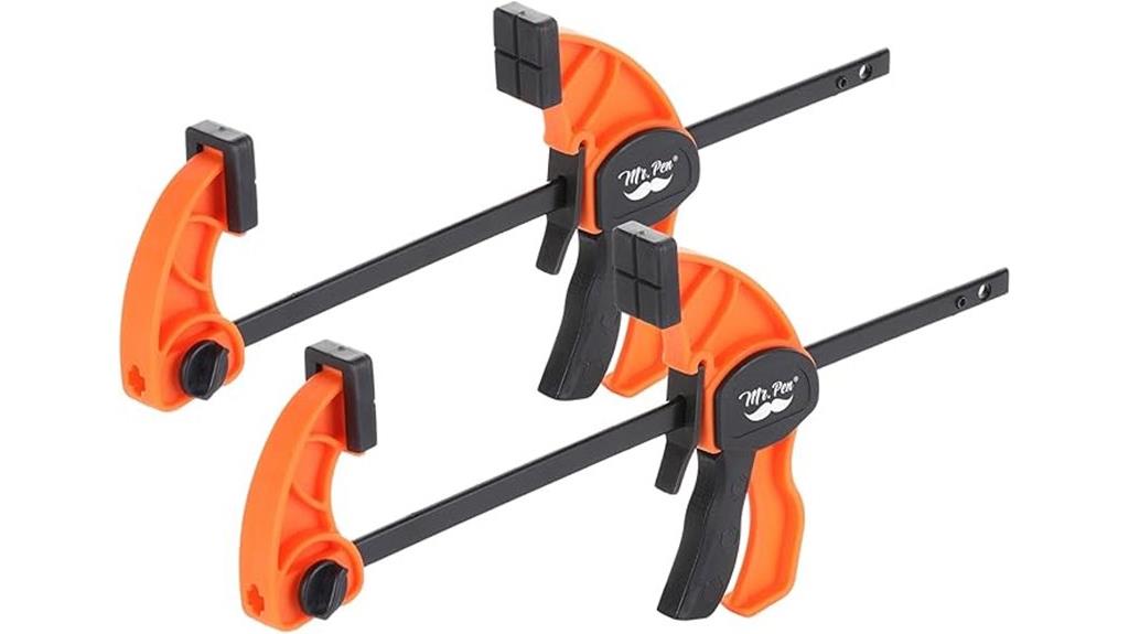 orange woodworking clamps pack