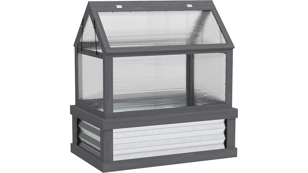 raised garden bed with greenhouse