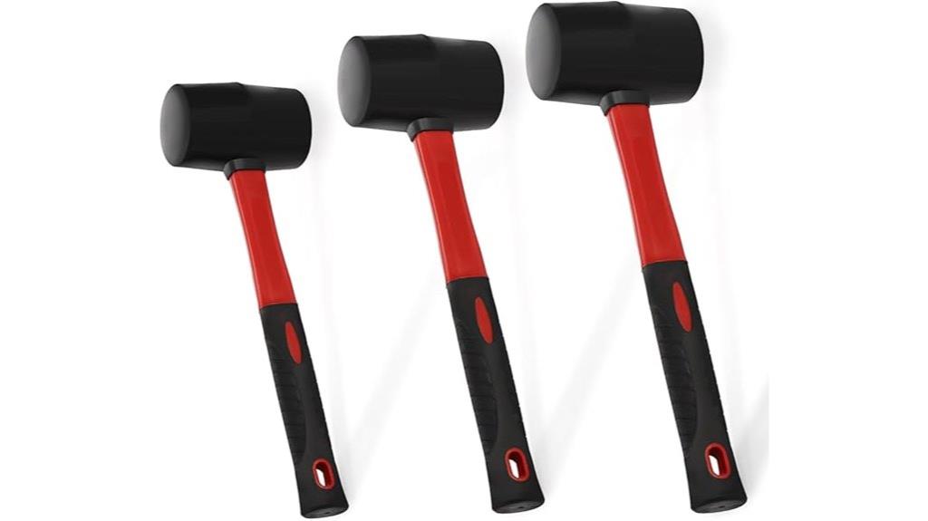set of three rubber hammers