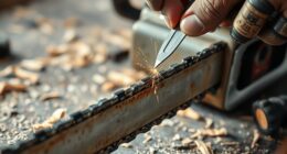 sharpening and cleaning chainsaw