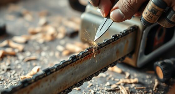 sharpening and cleaning chainsaw