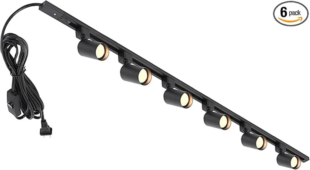 six light black track lighting
