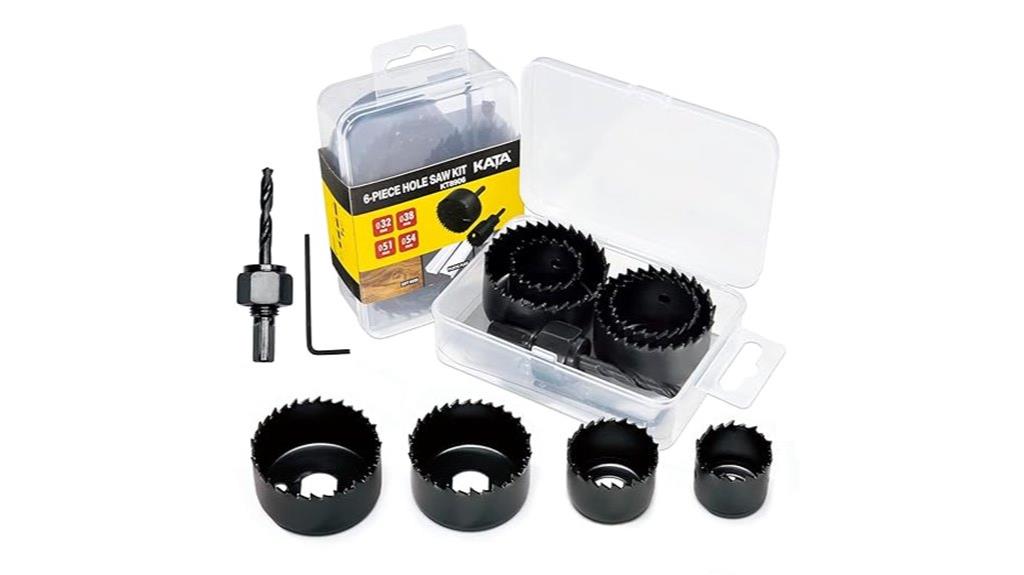 six piece hole saw set
