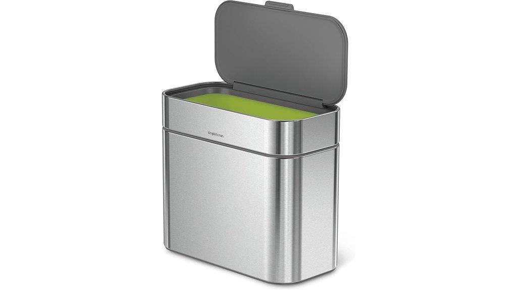 small brushed steel compost bin
