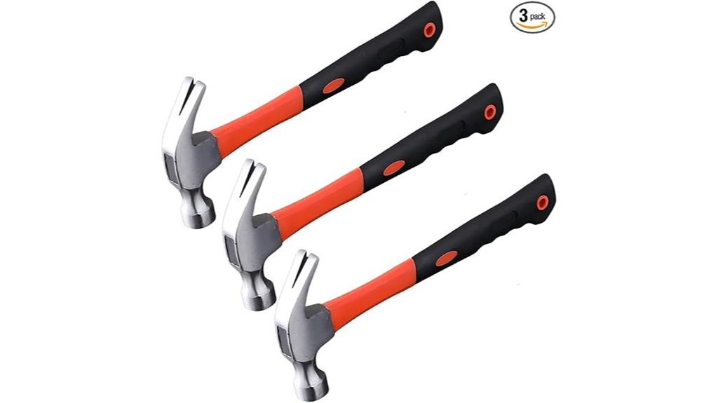 three 16oz fiberglass hammers