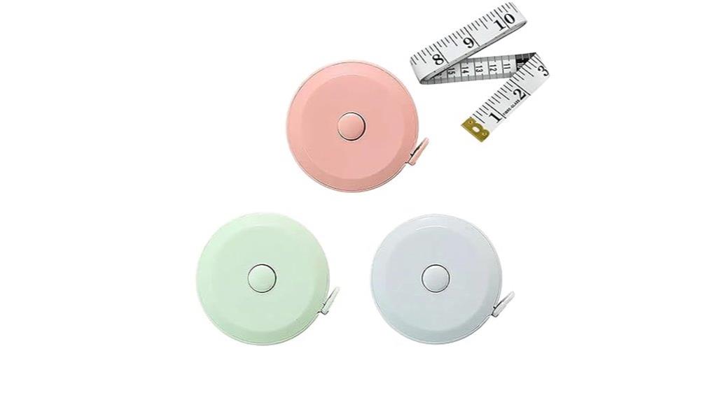 three retractable measuring tapes