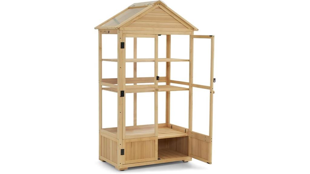 three tier wooden greenhouse