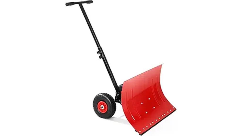 wheeled adjustable snow shovel