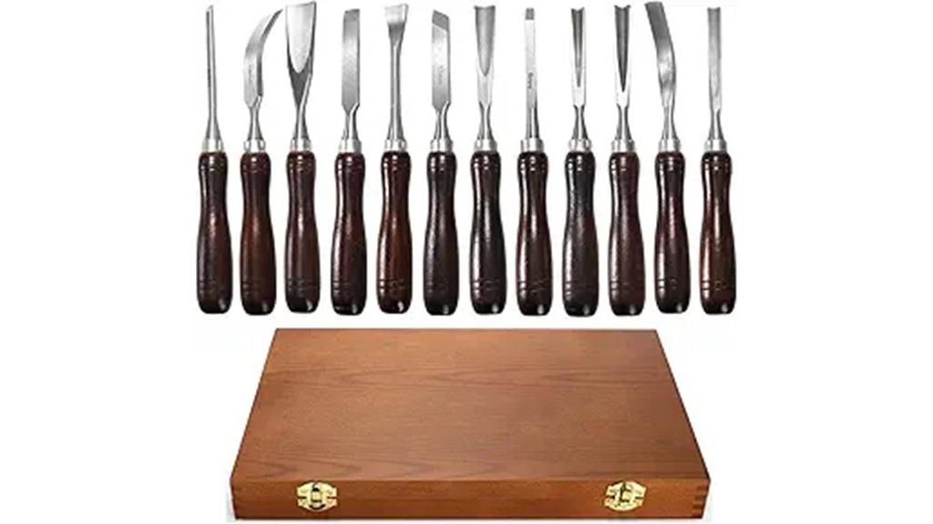 wood chisel set with box