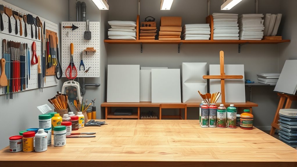 organized safe painting workspace