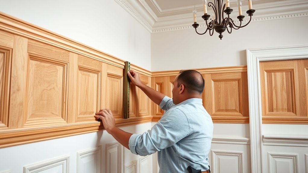 wainscoting installation with molding
