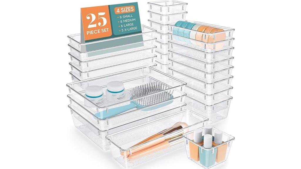 25 pack plastic drawer organizers