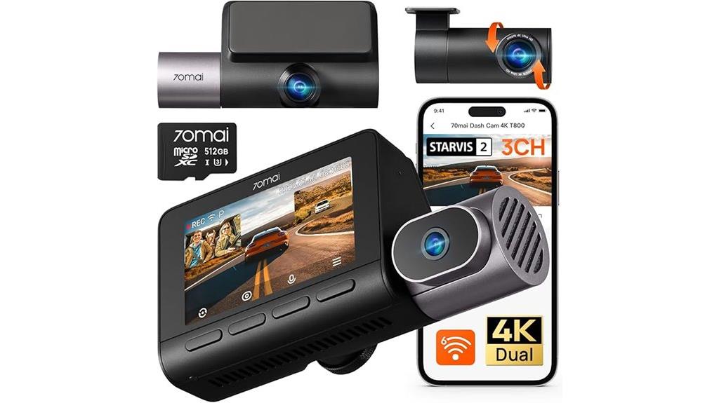 4k 3 channel dash cam