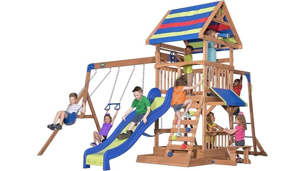 beachfront cedar wood swing set