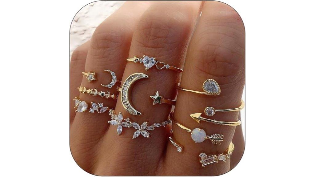 gold celestial knuckle rings