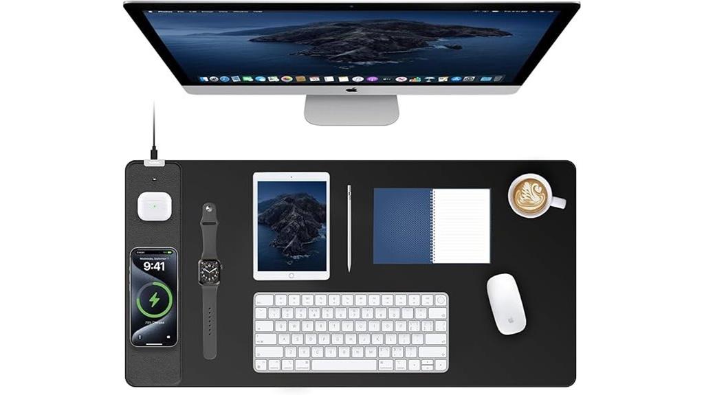 large black wireless charging mouse pad