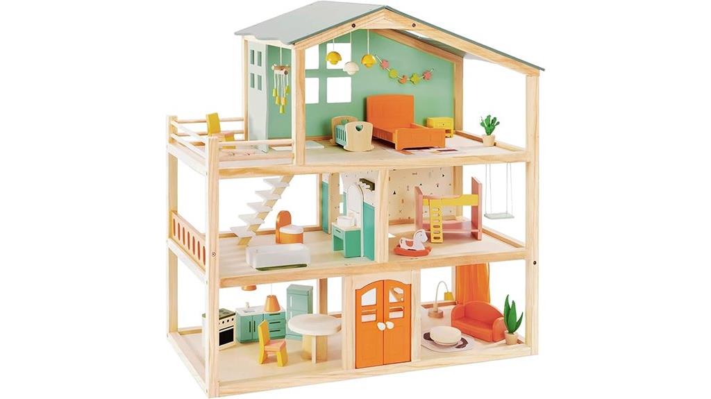 large wooden dollhouse set