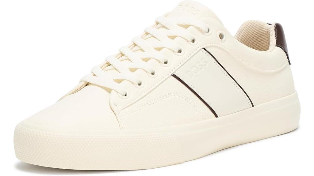 leather logo block sneakers