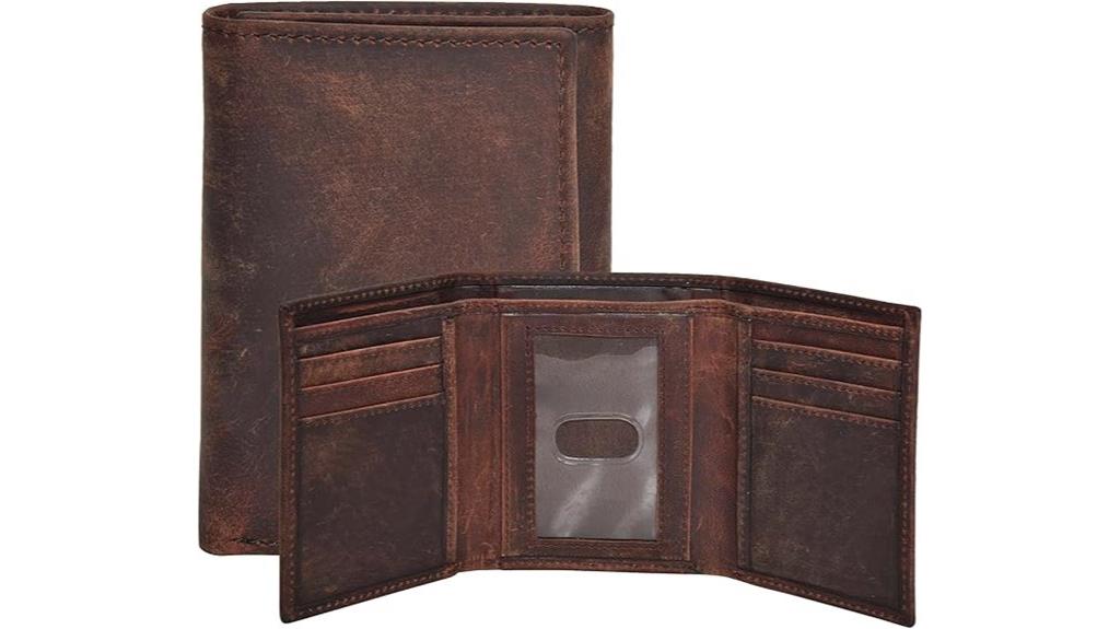 leather rfid trifold wallet