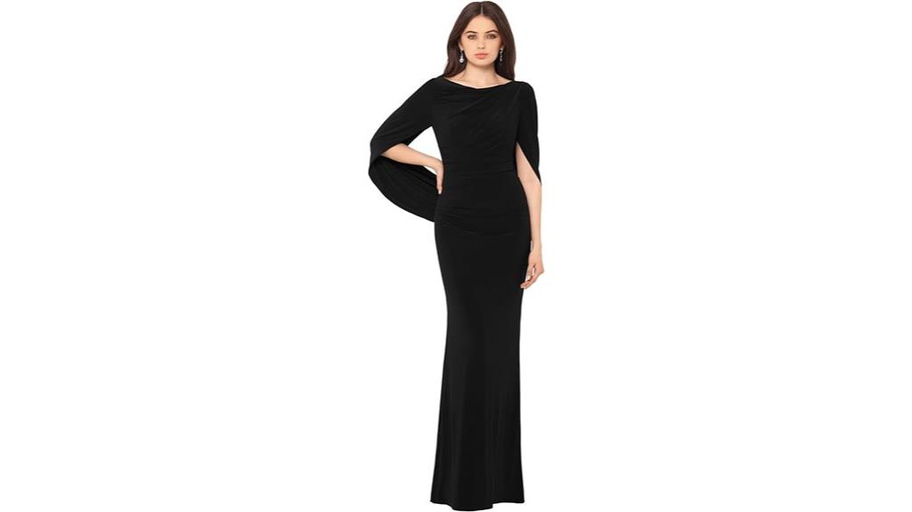 long sleeve cowl neck gown