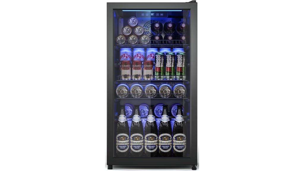 mini beverage fridge glass door