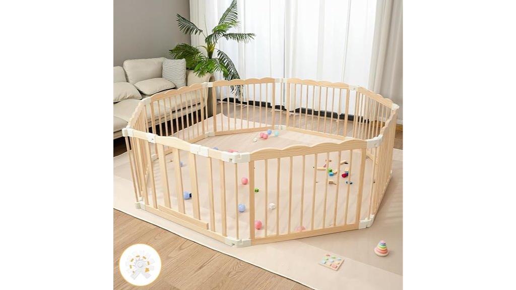 natural wooden baby playpen