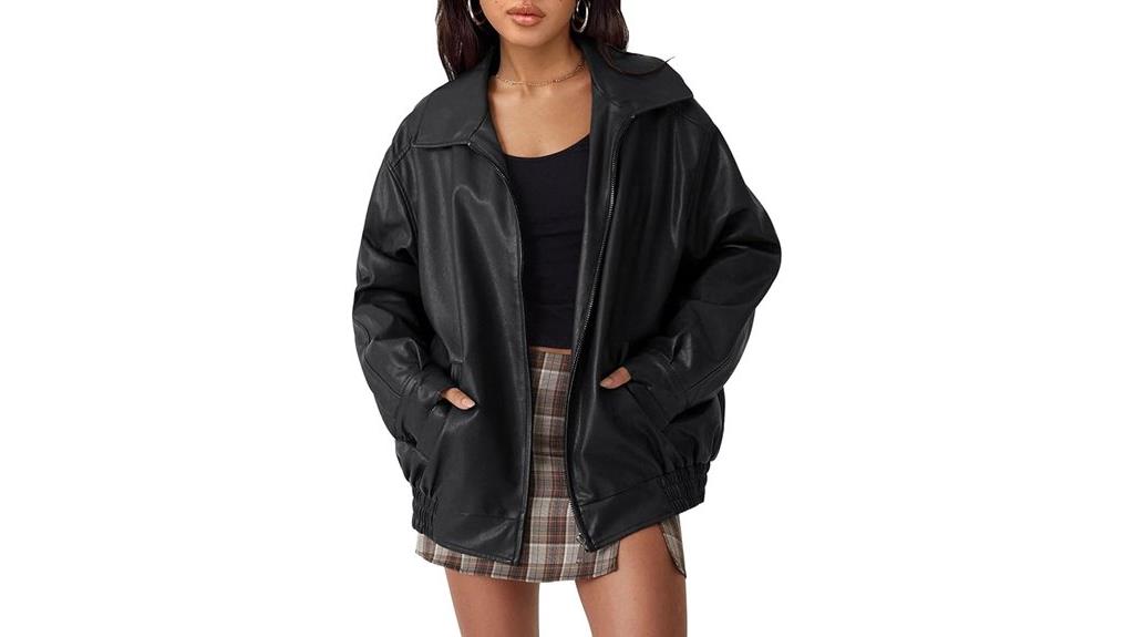 oversized leather jacket for women
