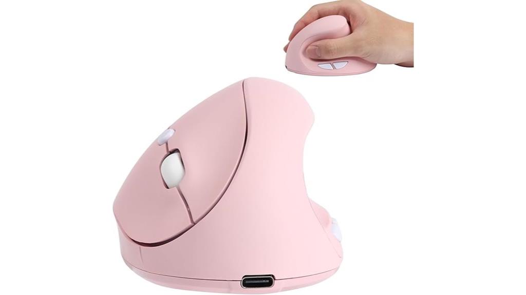 pink wireless ergonomic mouse