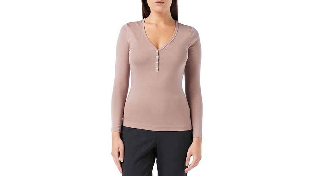 ribbed knit henley shirt