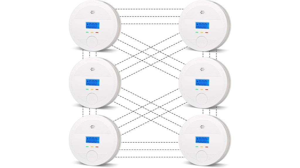 six interconnected smoke detectors