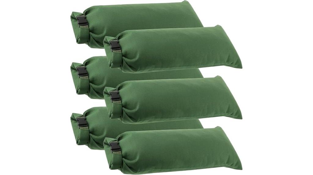 six sandbag flood barriers